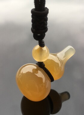 天然无烧玛瑙葫芦毛衣链吊坠复古