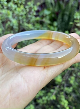 原矿天然无烧蜜糖玛瑙圆条手镯女