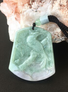 竹报平安喜上眉梢翡翠玉挂件复古