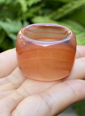 天然缠丝朱砂红玛瑙戒指扳指男款