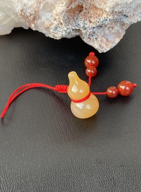 天然玛瑙小葫芦红绳手机链原创