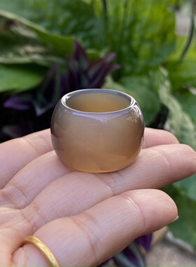 冰种复古玛瑙扳指戒指宽厚宫廷