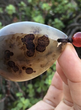 天然海洋玉髓俏色图案水草吊坠女