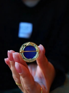 天然阿富汗青金石胸针吊坠休闲女