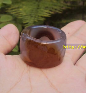 无烧俏色朱砂玛瑙扳指男士款戒指