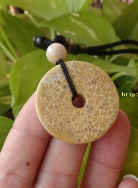 天然无烧台湾珊瑚玉黄色吊坠复古