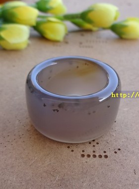 天然原矿绿朱砂玛瑙戒指扳指男士