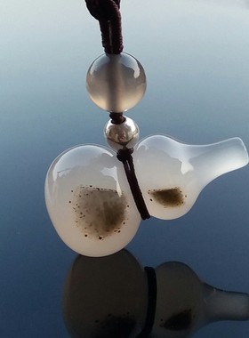 天然无烧通透俏色玉髓葫芦吊坠女