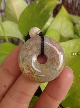 天然珊瑚玉多彩蓝色平安扣吊坠女