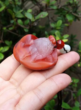 天然无烧南红玛瑙貔貅吊坠复古男
