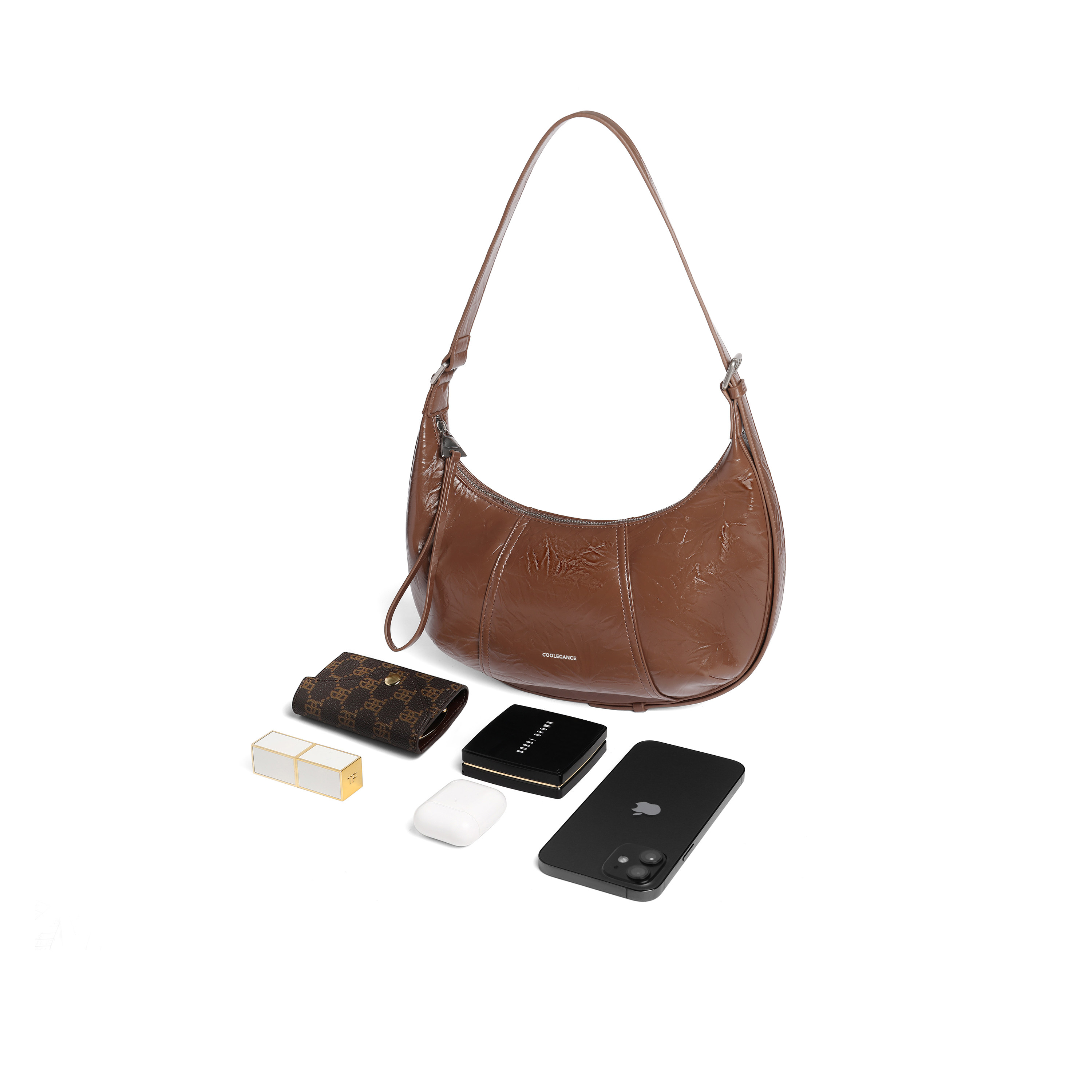 百丽包包女新款牛角包白色饺子包月牙包单肩腋下包斜挎包X9199DX3,淘宝优惠券,粉丝福利购,淘宝优惠卷