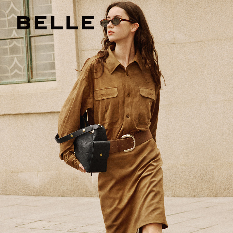 百丽女包2025新款时光植鞣吐司包商场同款单肩斜挎腋下包X7432CX5 - 图2