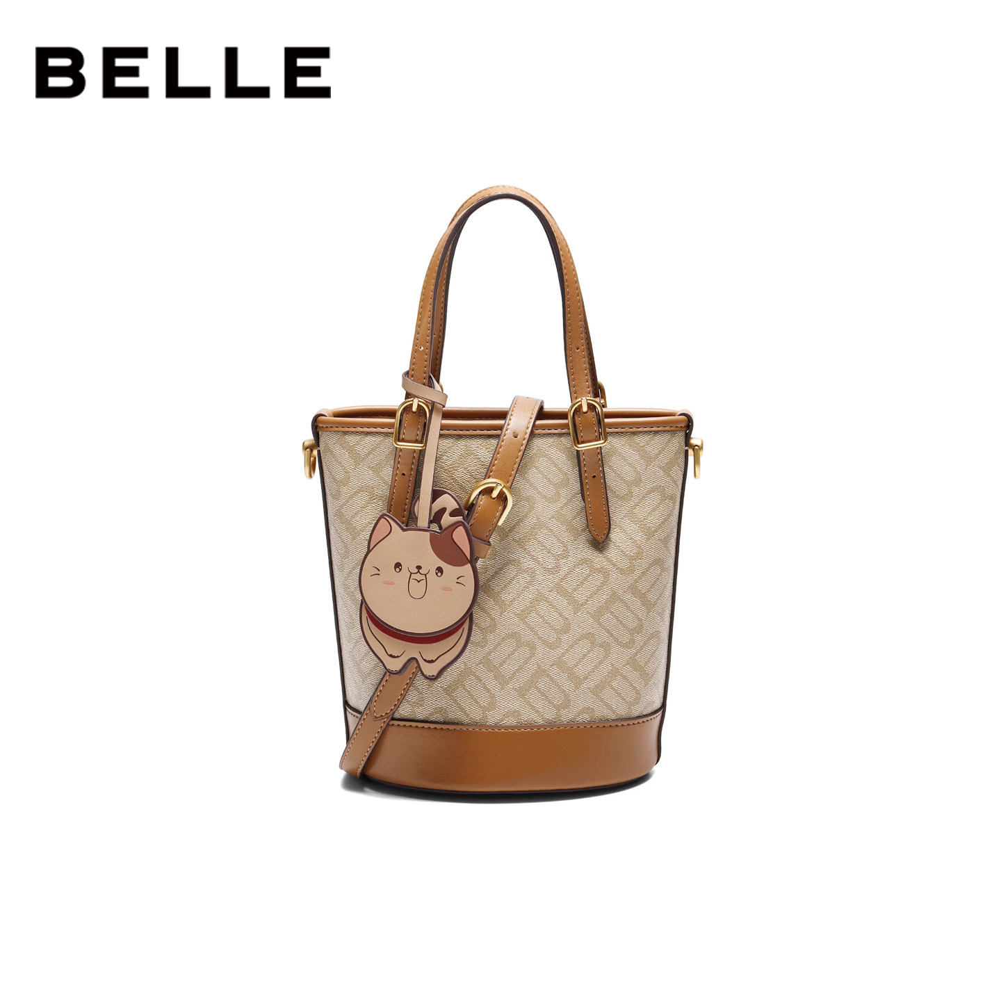 百丽包女2025新款复古海鸥老花小象桶单肩包斜挎包手提包X7233AX5,淘宝优惠券,粉丝福利购,淘宝优惠卷