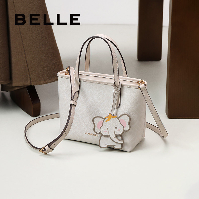 百丽包女2025复古海鸥老花质感小飞象斜挎手提白色托特包X7381BX5,淘宝优惠券,粉丝福利购,淘宝优惠卷