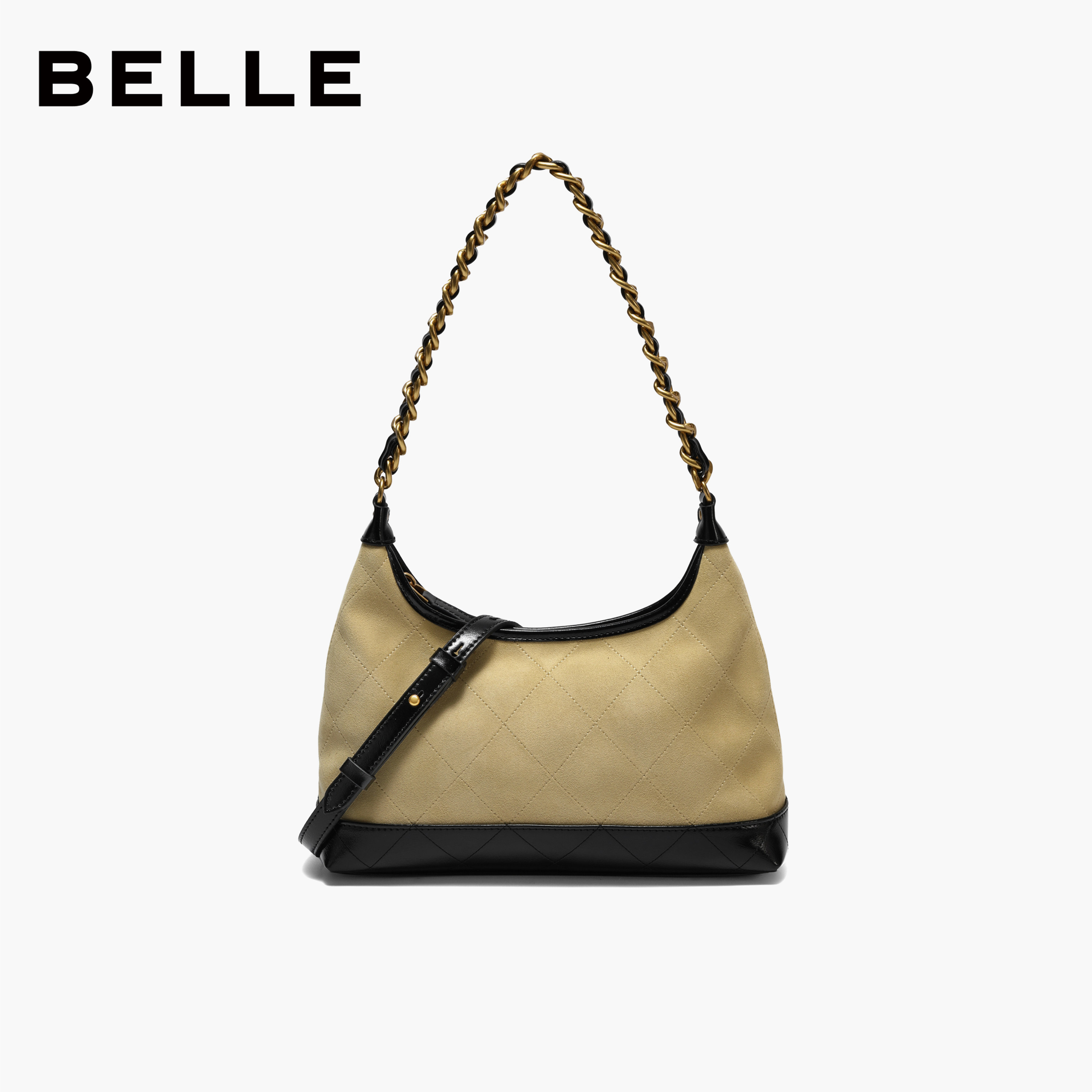 百丽包包女2025新款简约高级质感小香风白色链条包腋下包X7206AX5,淘宝优惠券,粉丝福利购,淘宝优惠卷