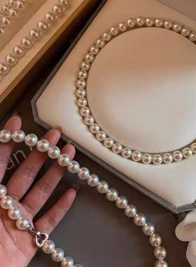 倪妮珍珠项链925银澳白珍珠项链女高级感轻奢法式珍珠锁骨链礼物
