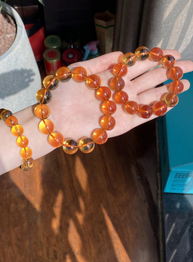 9A级黄水晶手串女男款巴西黄水晶金红料手链暴力黄净体招财转运珠