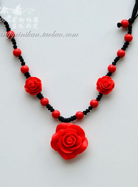 正品朱砂漆雕中国女款婚庆3朵