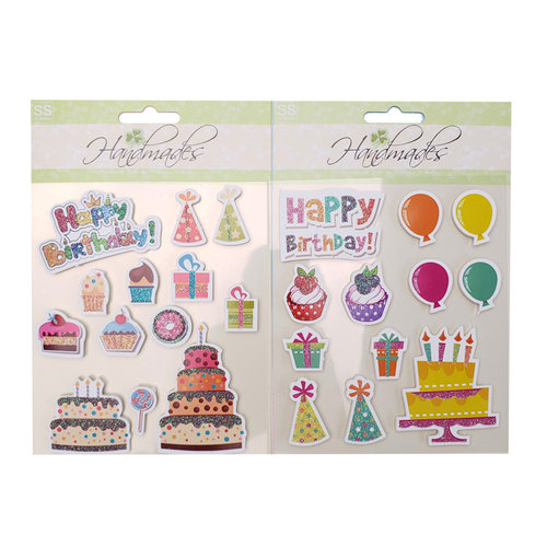 生日蛋糕贴画 立体生日快乐贴纸  礼物小贴画birthday stickers - 图3