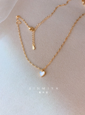 馨米娅小清新天然贝壳桃心项链女