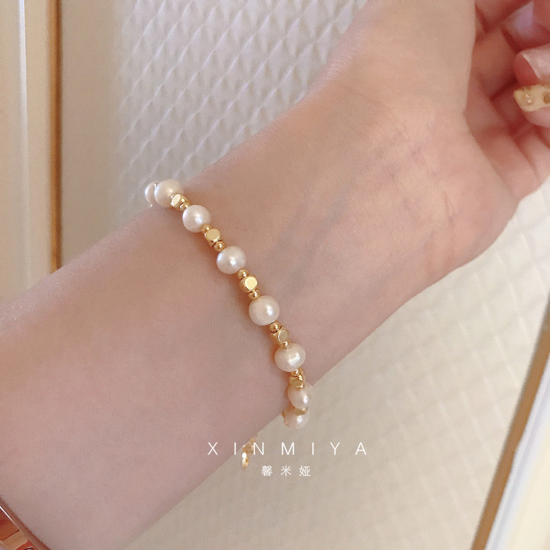 仙女气质淡水珍珠手链女生夏季出游轻奢手饰品14K包金2025新款潮 - 图1