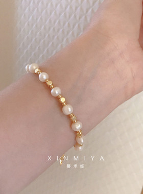 仙女气质淡水珍珠手链女生夏季出游轻奢手饰品14K包金2026新款潮