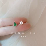 Асимметричные серьги для пожилых людей, подарок на день рождения, серебро 925 пробы, со снежинками