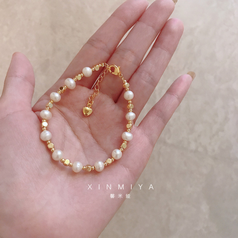 仙女气质淡水珍珠手链女生夏季出游轻奢手饰品14K包金2025新款潮 - 图0