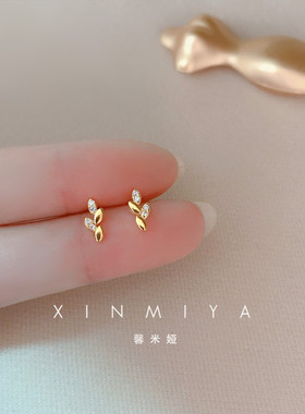 上班可戴常青藤叶迷你小巧风耳环