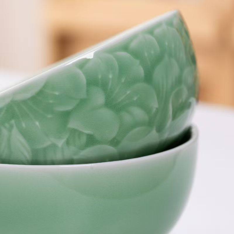 龙泉青瓷大码饭碗粥碗中式陶瓷家用5英寸米饭碗6个装餐具瓷器套装,淘宝优惠券,粉丝福利购,淘宝优惠卷