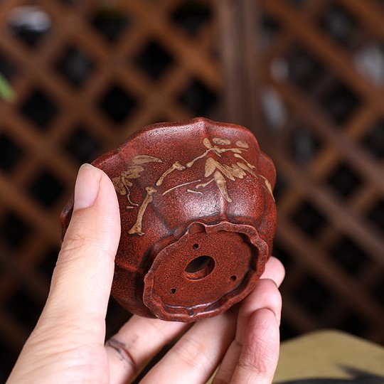 自在屋紫砂花盆微型P139#小莲花铁画轩复古中国风迷你可爱绿