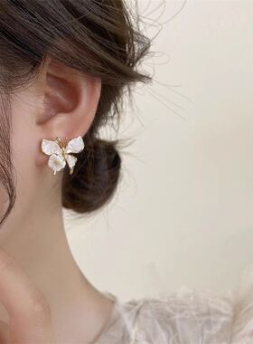 合金韩版蓝色水晶女蝴蝶耳钉耳环