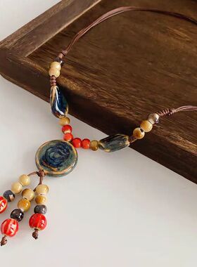 夏日多巴胺彩色陶瓷串珠项链