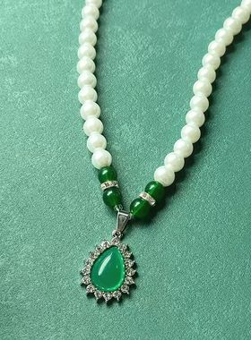 思慕琦水钻仿珍珠圆珠链女项链