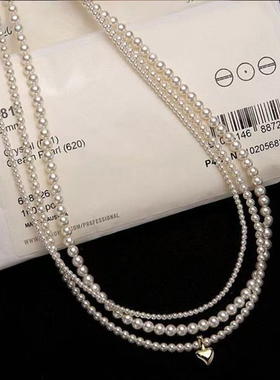 施家珠珍珠项链女颈链爱心锁骨链