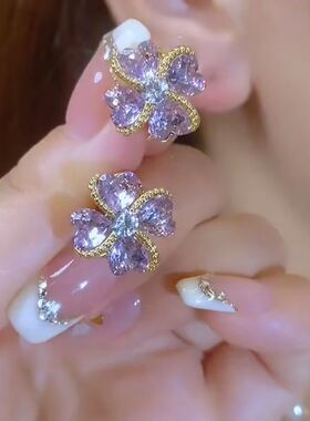思慕琦气质合金女电镀花朵耳环