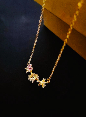 思慕琦铜太钢圆珠链女海星项链