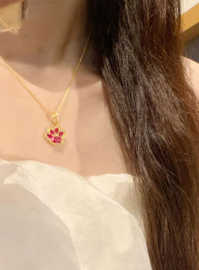 思慕琦满钻小猫爪锁骨链女轻奢