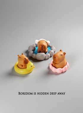 可爱水豚卡皮巴拉微景观治愈小公仔车载装饰品配件工位桌面小摆件