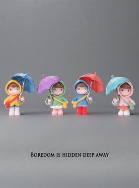 雨伞女孩办公室桌面摆件