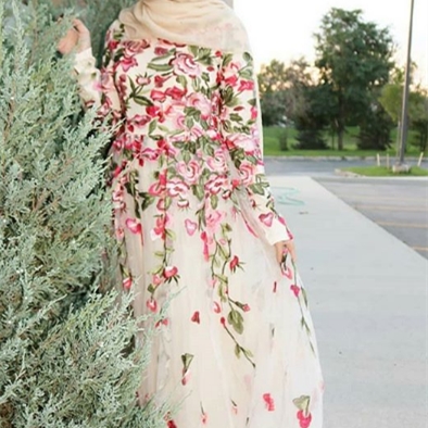 礼服刺绣面料重工蕾丝花朵渐变网纱粉色欧美服装布料尾料定制 - 图2