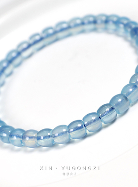 天然冰种海蓝宝精工直切手串