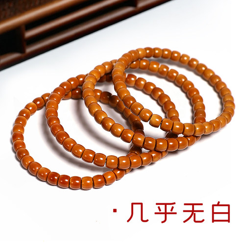 老挝橄榄核核尖几乎无白全品直切桶珠手串单圈素籽串光珠文玩手链 - 图2