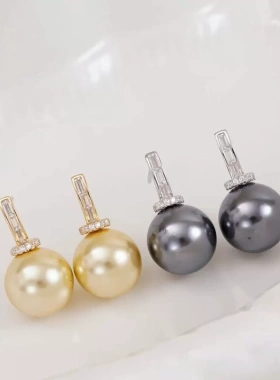 DIY珍珠配件 精工S925纯银简约新品耳环轻奢重工耳饰托半成品耳钉