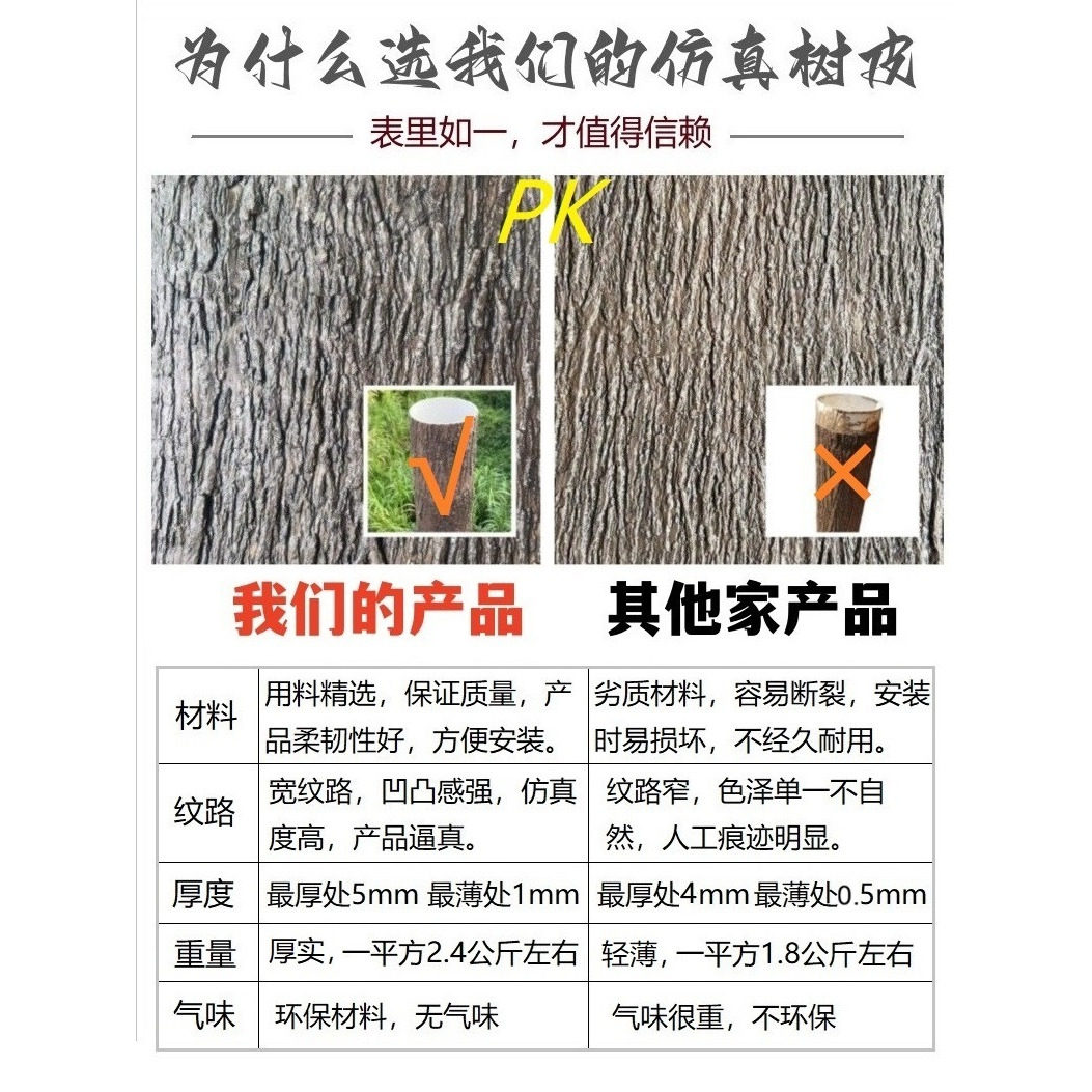 仿真树皮包柱子下水管道装饰遮挡假树皮贴墙面室内外造景美化材料,淘宝优惠券,粉丝福利购,淘宝优惠卷