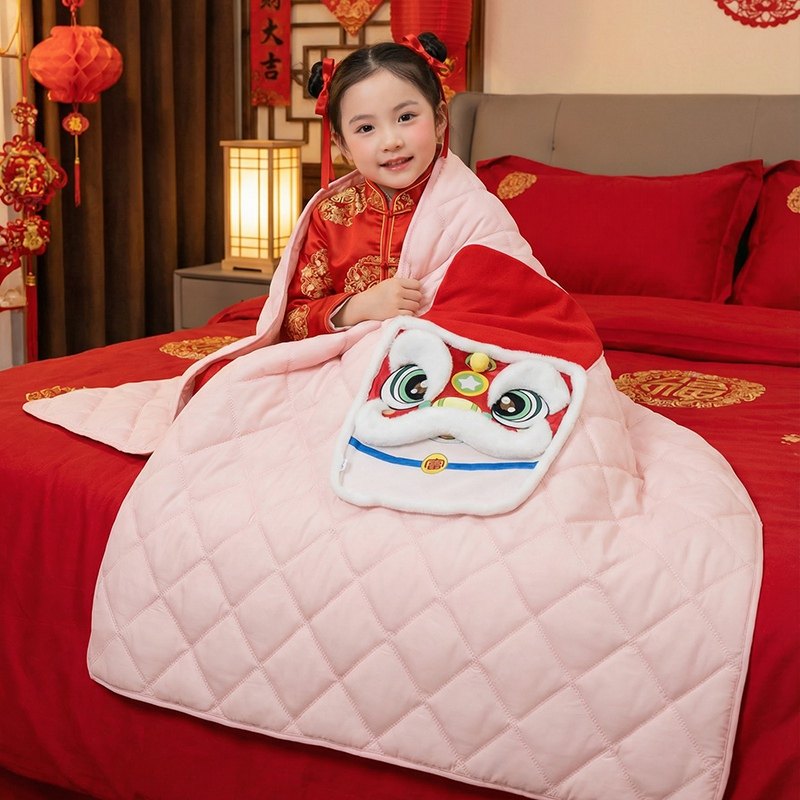 国潮醒狮抱枕被子两用毯子二合一马年吉祥物定制沙发靠枕午睡枕头,淘宝优惠券,粉丝福利购,淘宝优惠卷
