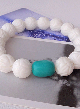 天然绿松石白色水晶手链