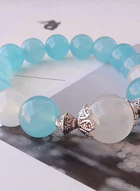 玉髓白玛瑙水晶手链包邮