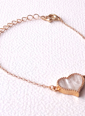 复古镀金桃心四叶草手链吊坠