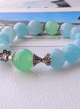 海蓝宝浅绿色玉髓水晶手链